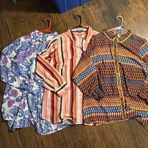 VINTAGE BOHO Multi-Colored Shirt Blouse Bundle Plus Size 2x Tribal Print Paisley